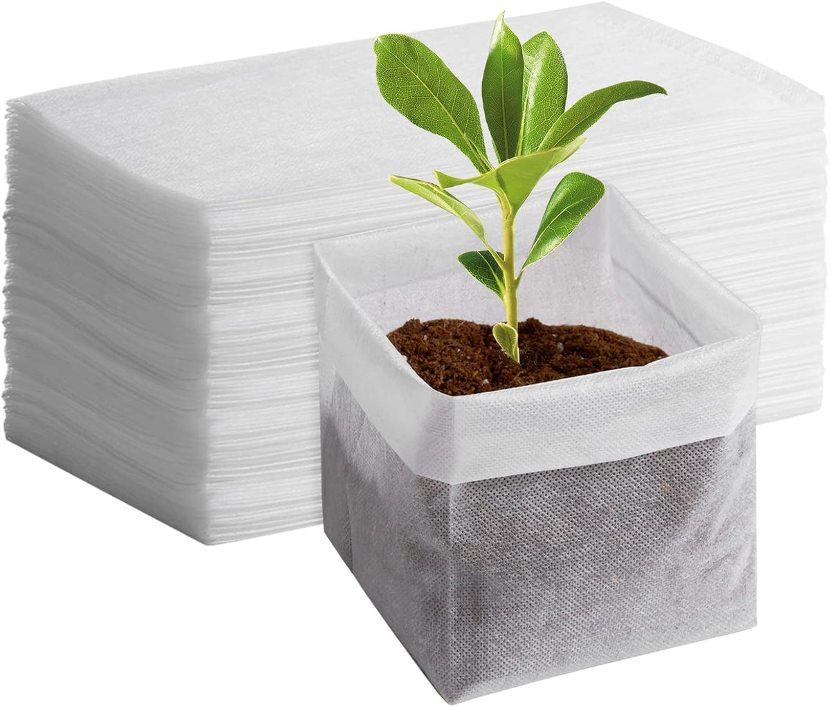 GREANER 100pcs Biodegradable Nursery Bags, 9 x 9inch Seed Planting Bags, Planting Seed Starting
