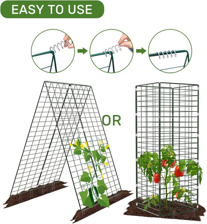 AGTEK 34" x 48" Foldable Cucumber Trellis with Garden Stakes and Zip Ties Plant Support A Frame
