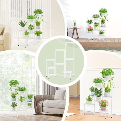 iDavosic.ly Plant Stand Indoor Outdoor, 7 Tier Corner Metal Flower Display Holder Shelf, Folding