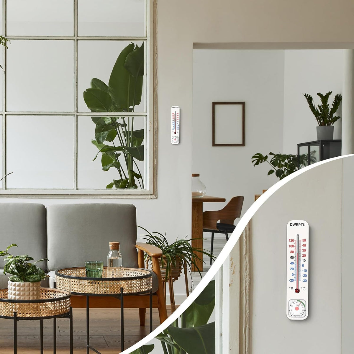 Outdoor/Indoor Thermometer Hygrometer Humidity Monitor Temperature Humidity Gauge Meter with