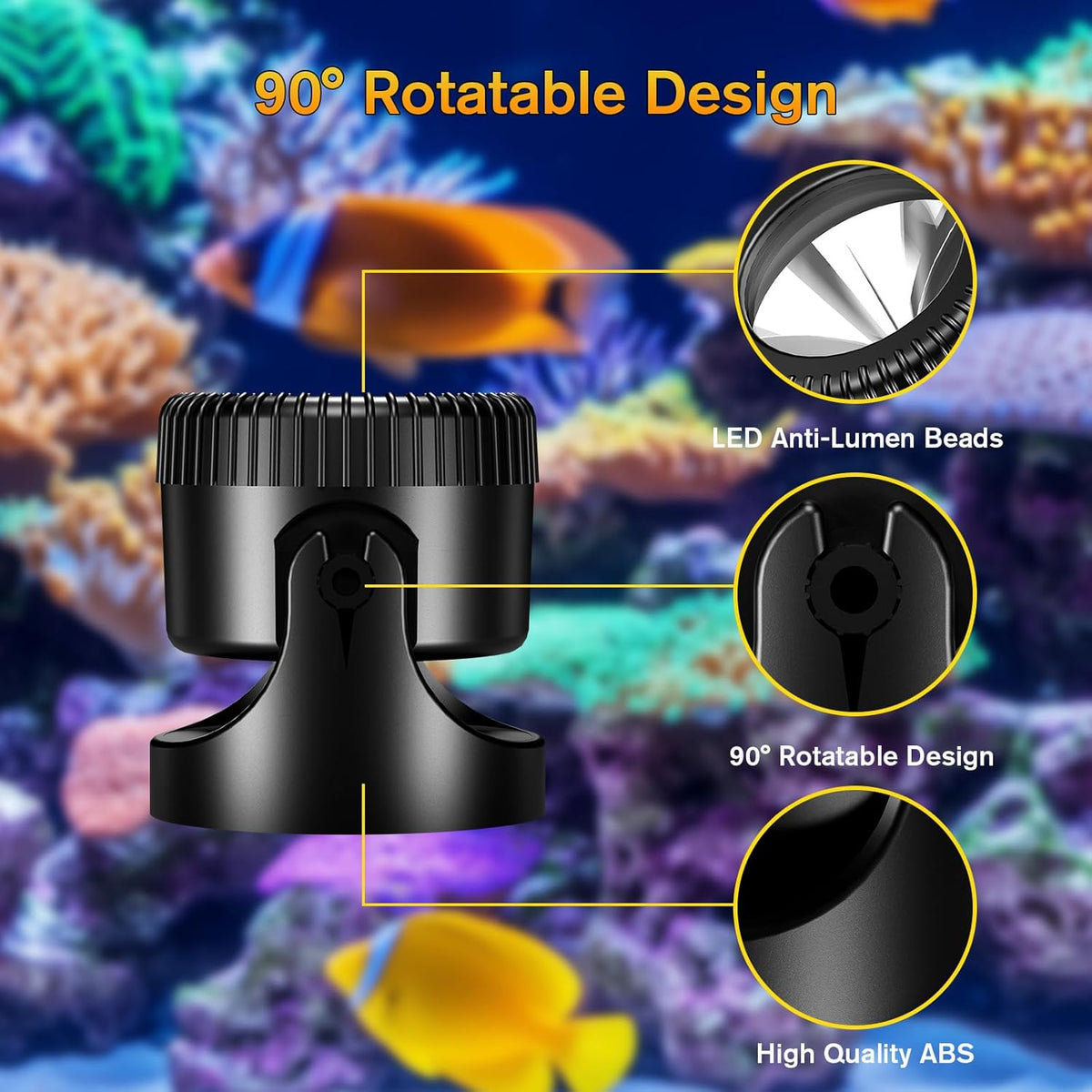 POPOSOAP Pond Lights, 6-in-1 Warm White Underwater Pond Lights, IP68 Waterproof LED Landscape