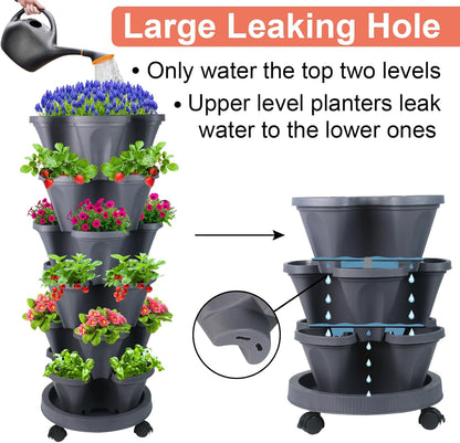 Vertical Planter 6 Tier Stackable Planters Garden Planters Strawberry Herb Flower and Vegetable
