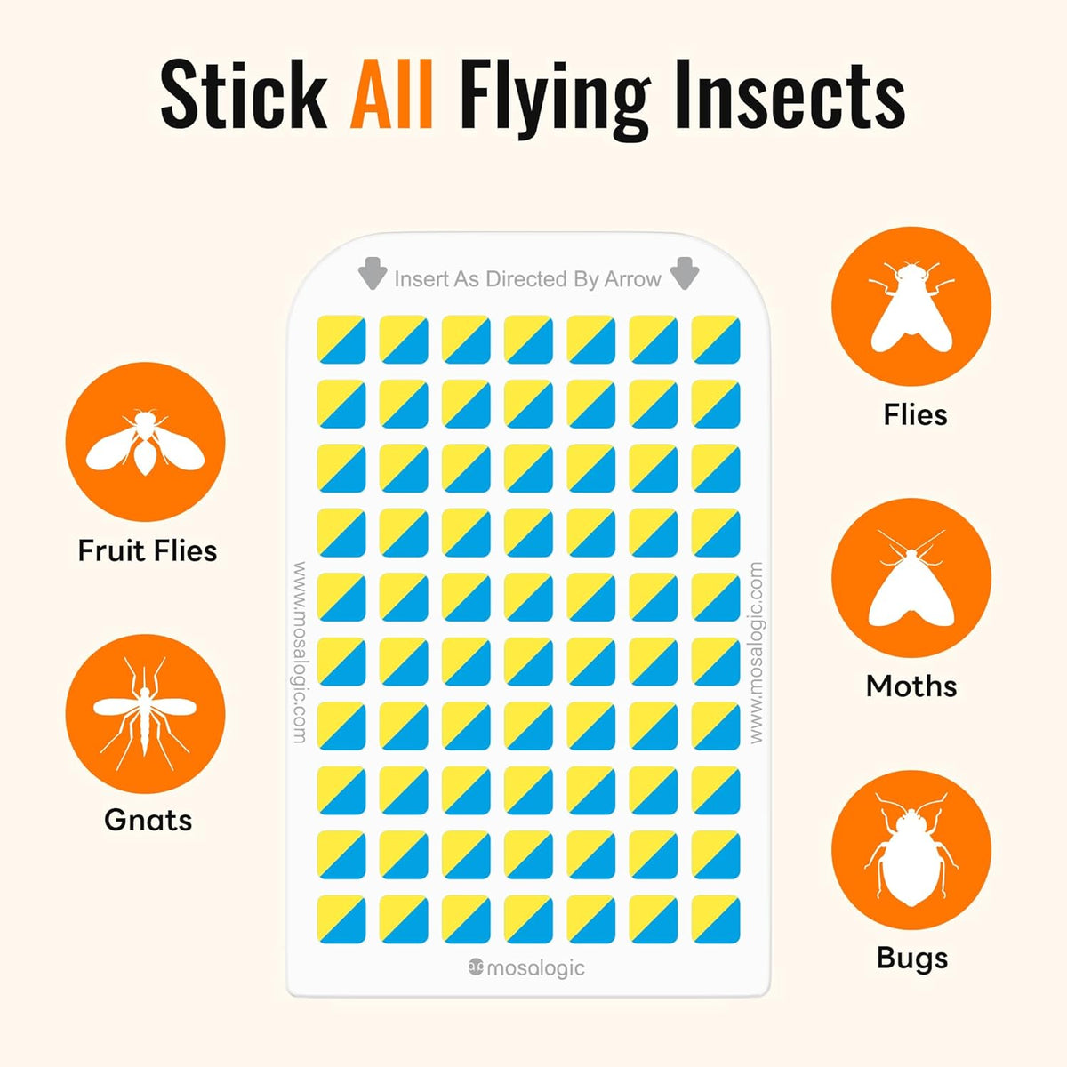 Mosalogic Sticky Card Plug Refill Replacement Glue Cards for Flying Insect Trap Indoor-10pack (No