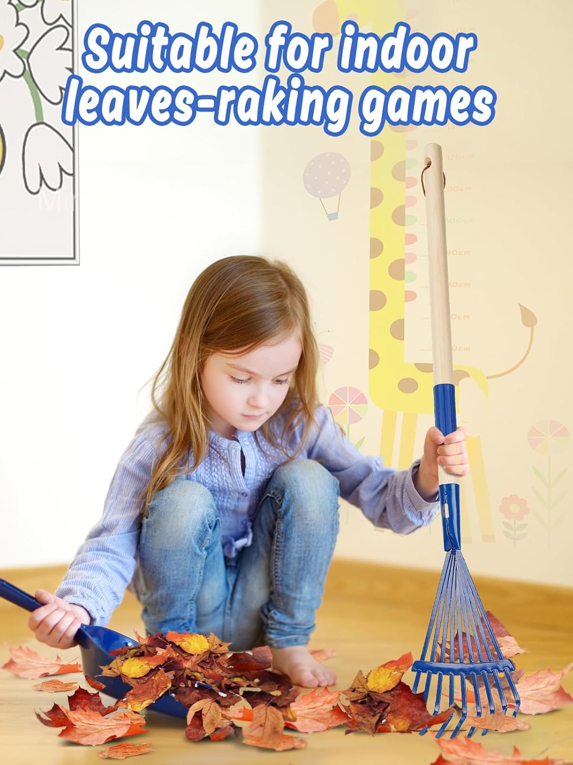Kids Friendly Rakes for Leaves - 28" Child Size Small Rake with Durable Metal Head & Hardwood