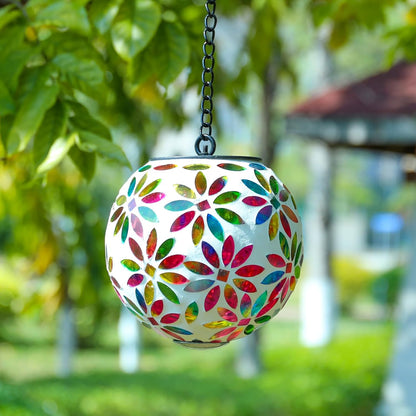 VCUTEKA Hanging Solar Lanterns Mosaic Solar Lights with Hook Up, Outdoor Garden Lights Decor for