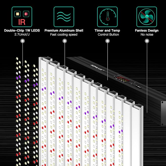 SZHLUX 800W LED Grow Light 7×7ft with Timer and Temp Control, Full Spectrum UV&IR Grow Lamp with