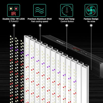 SZHLUX 800W LED Grow Light 7×7ft with Timer and Temp Control, Full Spectrum UV&IR Grow Lamp with