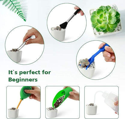 G GOOD GAIN Garden Succulent Kit with Organizer Bag, 14 Pieces Succulent Tools, Indoor Mini Hand