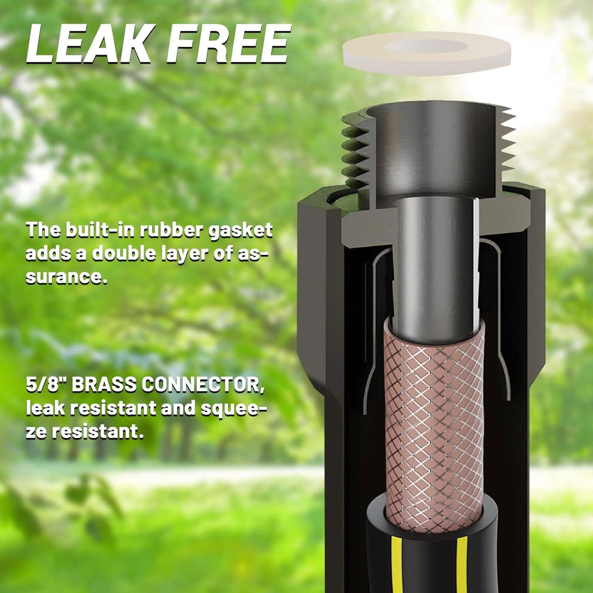 Garden Hose 100FT Heavy-Duty Premium 5/8'' Rubber 3-Layer Water Hose - Innovation Flexible Hybrid