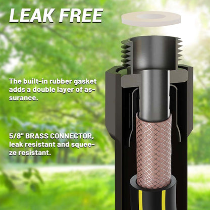 Garden Hose 100FT Heavy-Duty Premium 5/8'' Rubber 3-Layer Water Hose - Innovation Flexible Hybrid