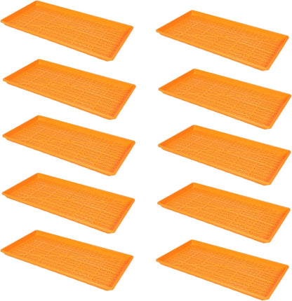 SUNPACK 10" x 20" Heavy Duty Mesh Plastic Seed Starting Tray, Orange, 1" (Pack of 10) - Ensures
