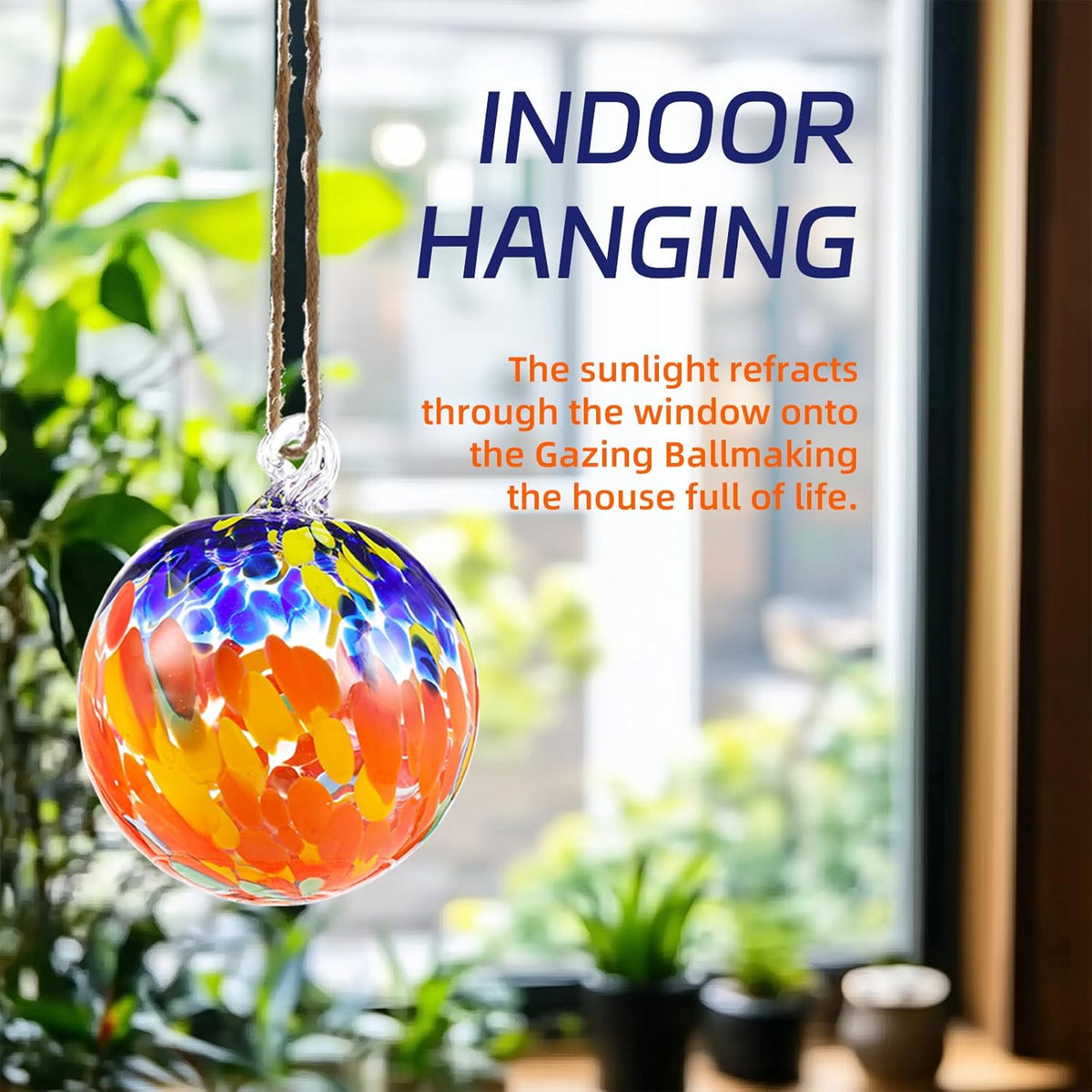 VOREEN 4" Hanging Glass Garden Gazing Ball Hand Blown Glass Witch Ball Christmas Ornament
