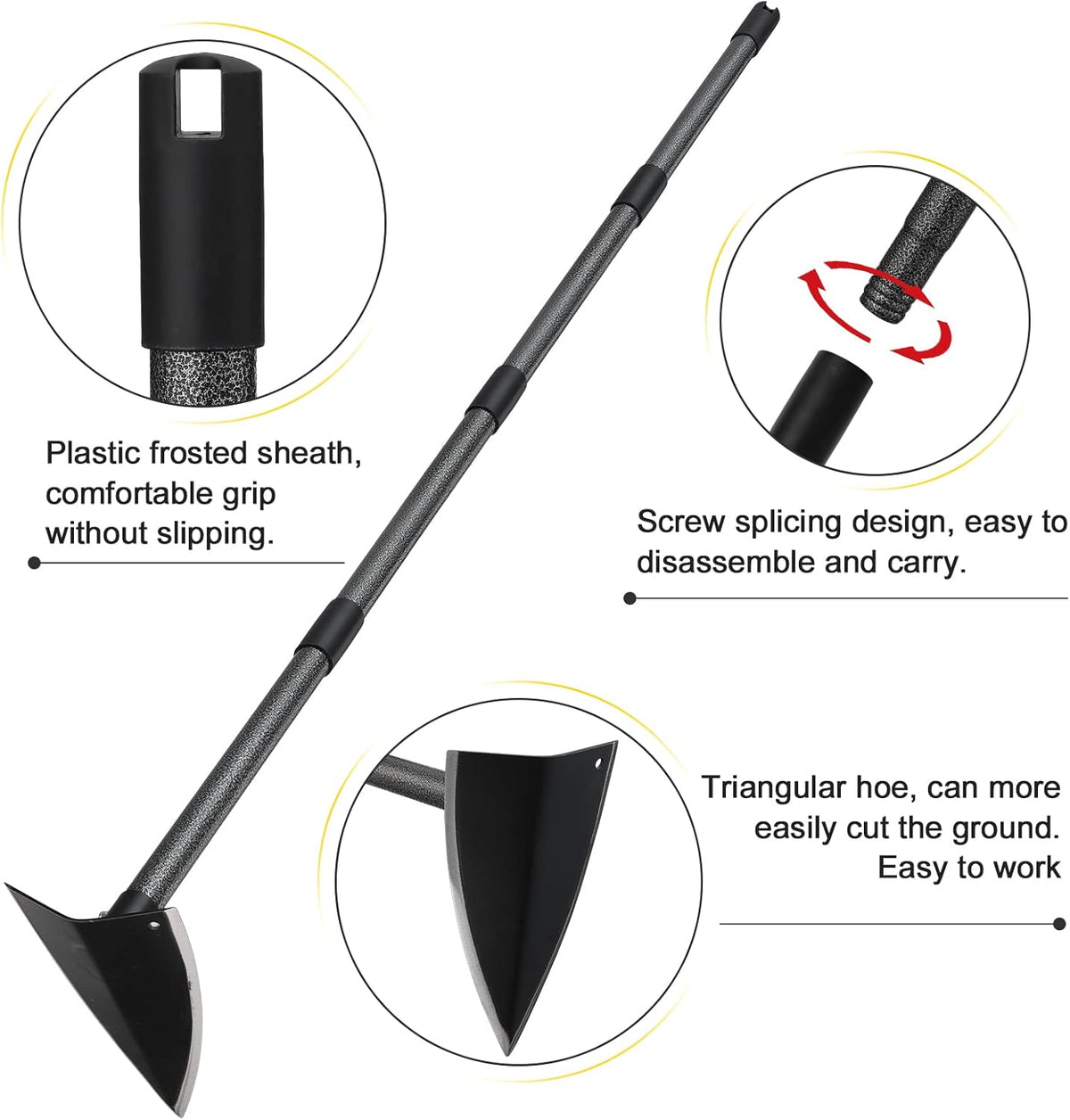 SANDEGOO Hoe Garden Tool,60 Inch Garden Hoe Triangle Gardening Hoe with Sharp Blade for