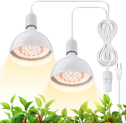 Barrina LED Grow Light Bulb, 50W (2 x 25W) Full Spectrum, with 16.4FT Power Cord, Hanging Grow