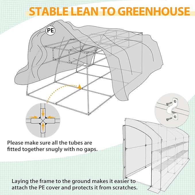 EAGLE PEAK 3 Tier Lean to Portable Greenhouse, Heavy-Duty Indoor & Outdoor Garden with Wire