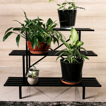 Zhongma 3 Tier Sturdy Metal Plant Stand, L35.43 x W26 x H23.6 inch, Heavy Duty Plant Holder for