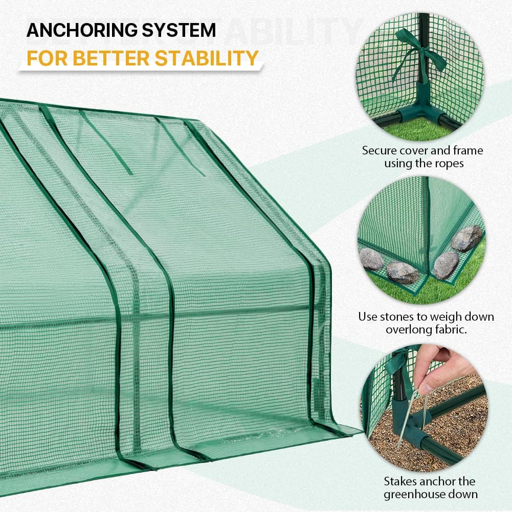 EAGLE PEAK Tunnel Greenhouse Garden Green House with Roll-Up Zipper Doors, Portable, 71"x36"x36"