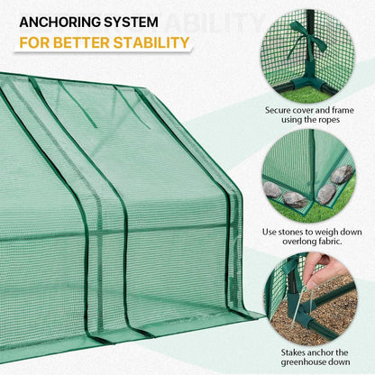 EAGLE PEAK Tunnel Greenhouse Garden Green House with Roll-Up Zipper Doors, Portable, 71"x36"x36"