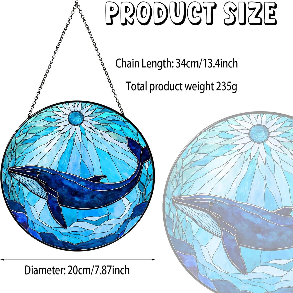 Whale Stained Glass Sun Catcher Window Hanging Whale Lovers Gifts for Women Handmade SunCatcher