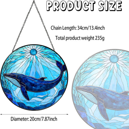 Whale Stained Glass Sun Catcher Window Hanging Whale Lovers Gifts for Women Handmade SunCatcher
