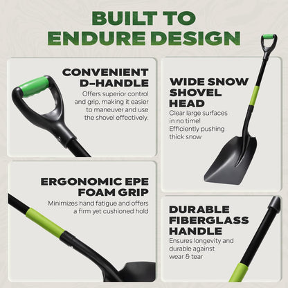 IDZO Aluminum Steel Scoop Shovel Heavy Duty, Ideal Height 44 1/2 Inches Metal Shovel with Strong