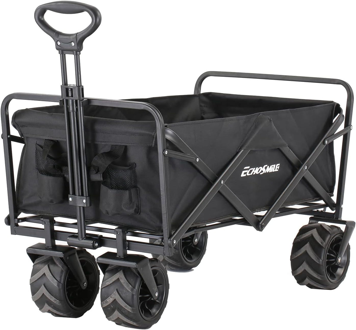 EchoSmile Heavy Duty 350 Lbs Capacity Collapsible Wagon, Outdoor Folding Camping Wagons, Grocery
