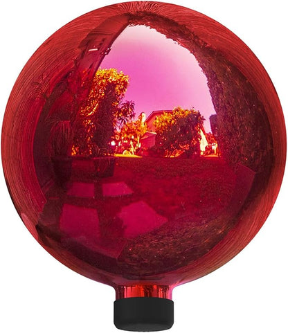 Alpine Corporation 10" Diameter Indoor Outdoor Glass Gazing Globe Yard Decor, Red