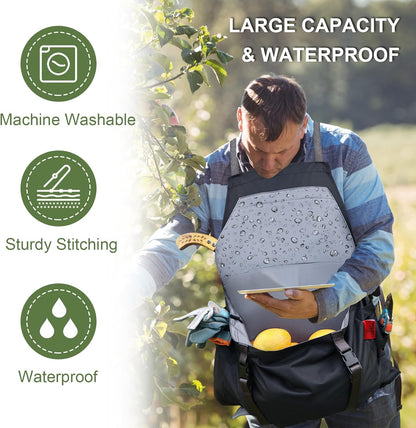 Extra Size Gardening Apron Waterproof Cross Back Apron Women, 600D Polyester Heavy Duty Men Apron