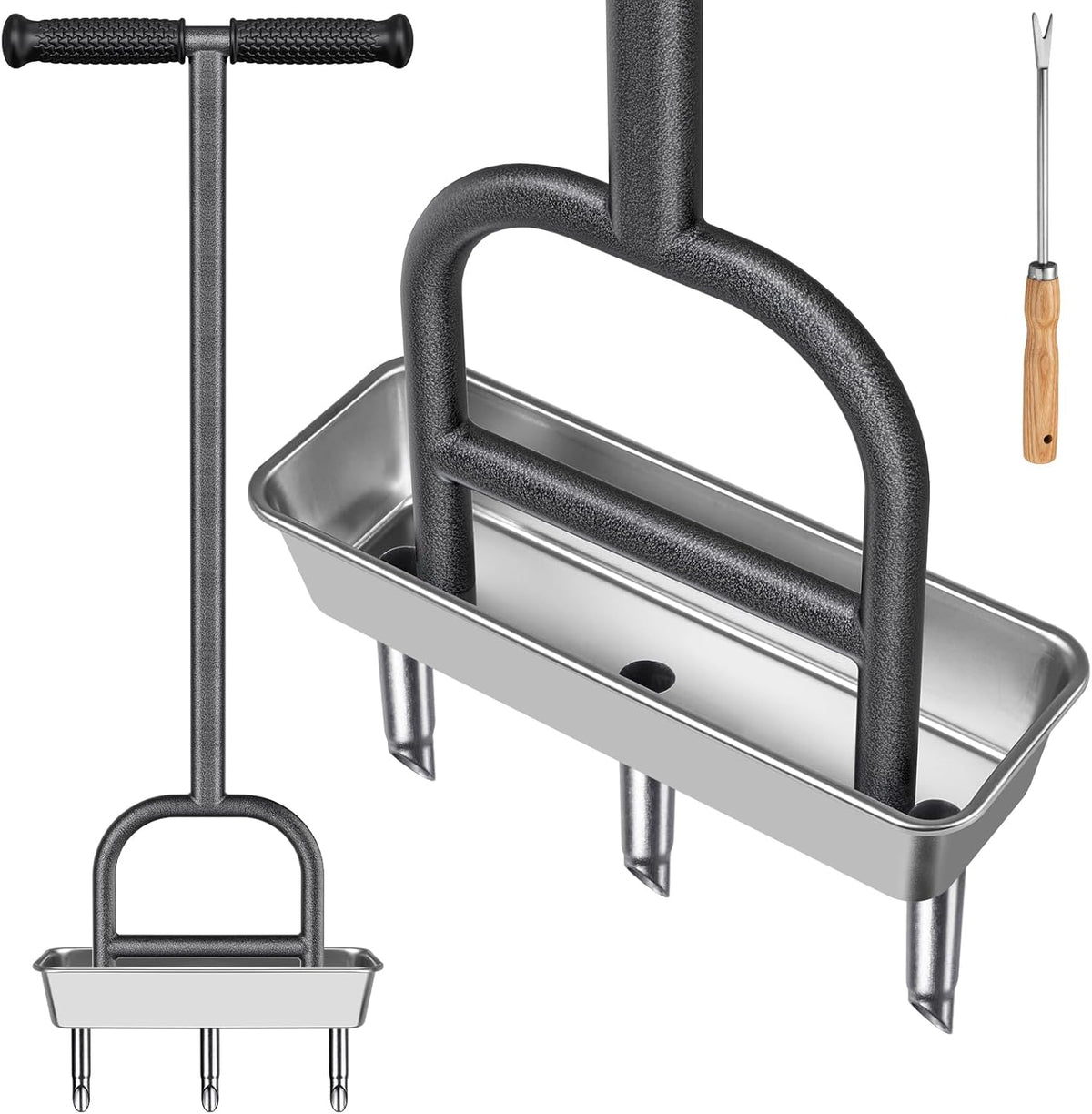 Dolibest Lawn Coring Aerator, Manual Grass Aerating Tool with Stainless Steel Soil Core Storage