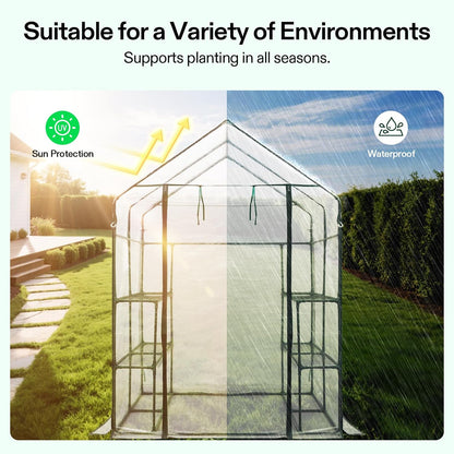 VIVOSUN 57x57x77-Inch Transparent Mini Walk-in Green House with Window and Anchor, Plant Garden Hot