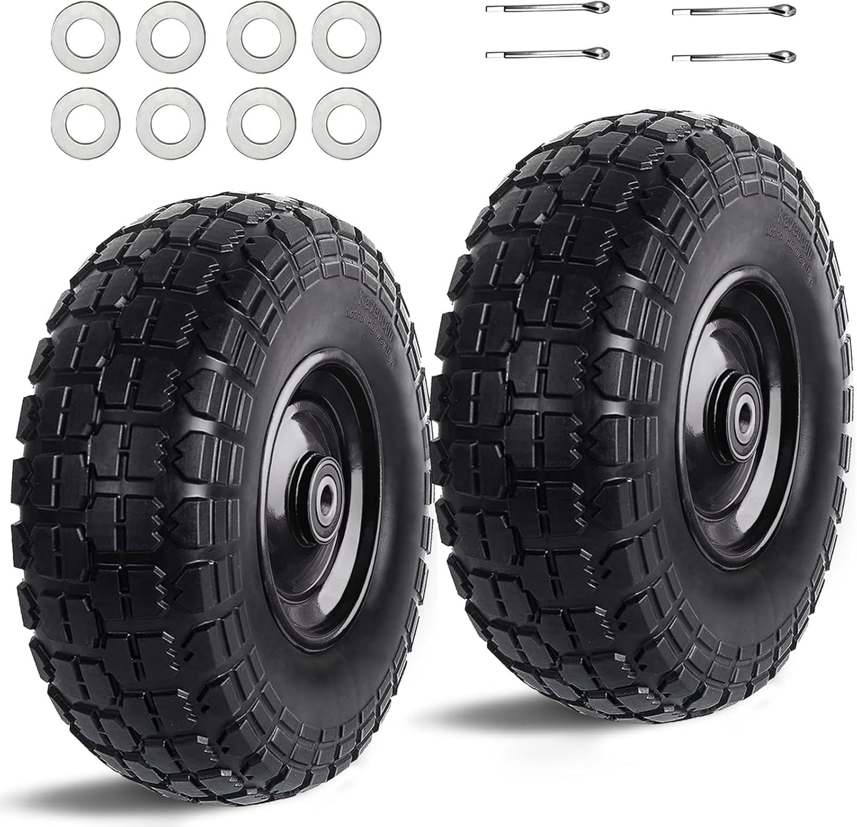 12'' Flat Free Tires Rubber Replacement Solid Tire and Wheel Assemblies for Hand Trucks Garden Cart