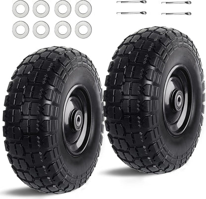 12'' Flat Free Tires Rubber Replacement Solid Tire and Wheel Assemblies for Hand Trucks Garden Cart
