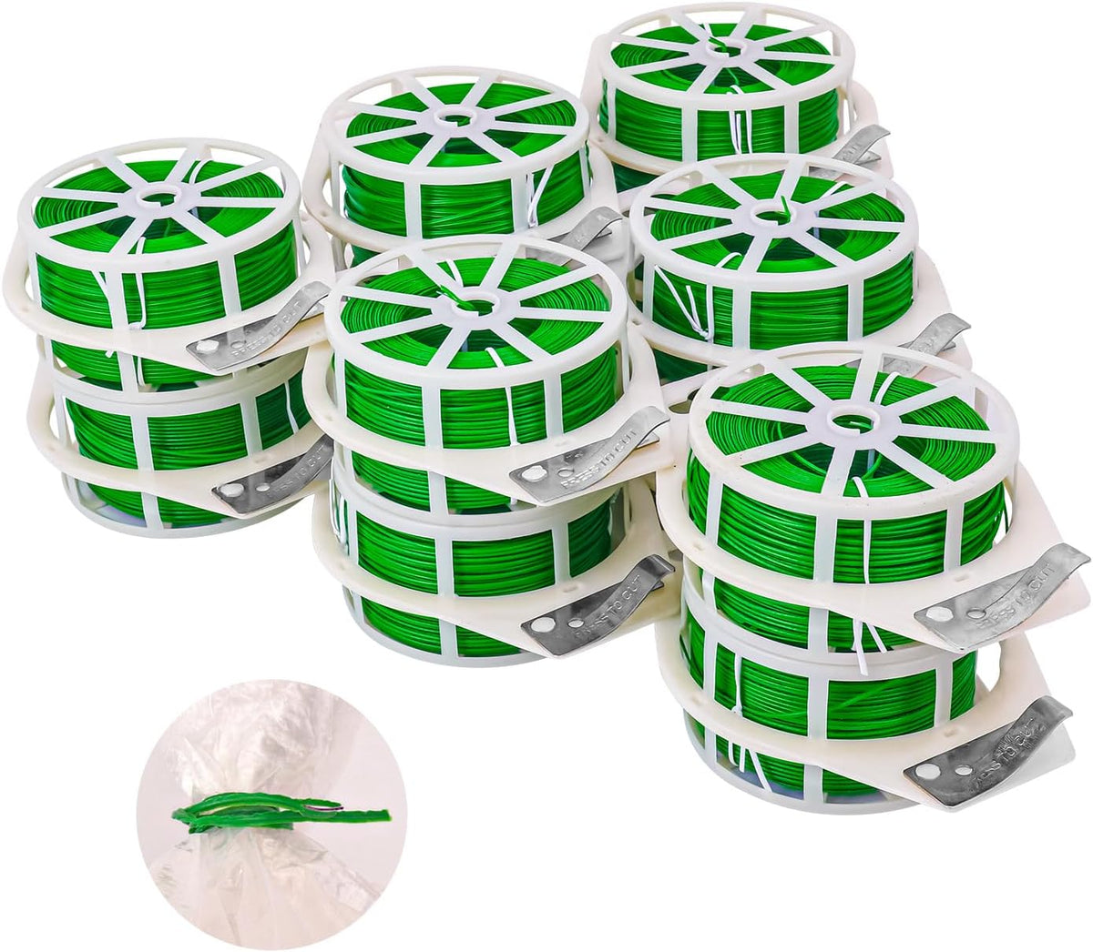 12 PCS Green Twist Ties - Each Reel 656 Feet Multipurpose Garden Plant Cable Ties for Indoor and