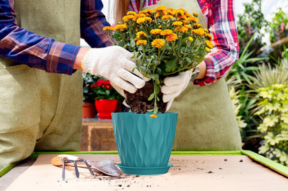 7 Inch Plant Pots 5 Pack, Flower Planters with Drainage Holes and Trays,Plastic Pots for Indoor