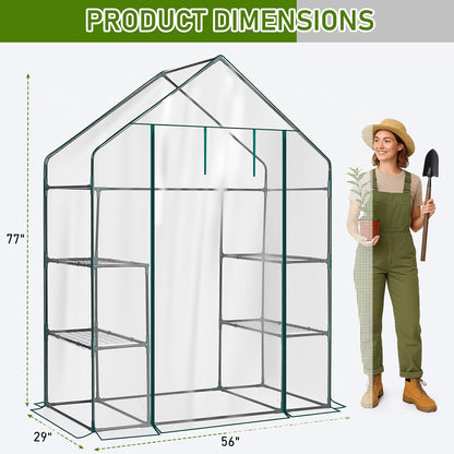 Outvita Walk-in Greenhouse, Outdoor Durable PVC Plant Green House for Frost Protection with 3 Tiers