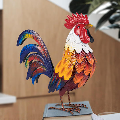 Natelf Metal Rooster Garden Statues & Sculptures, Chicken Yard Art Decor Standing Animal Lawn
