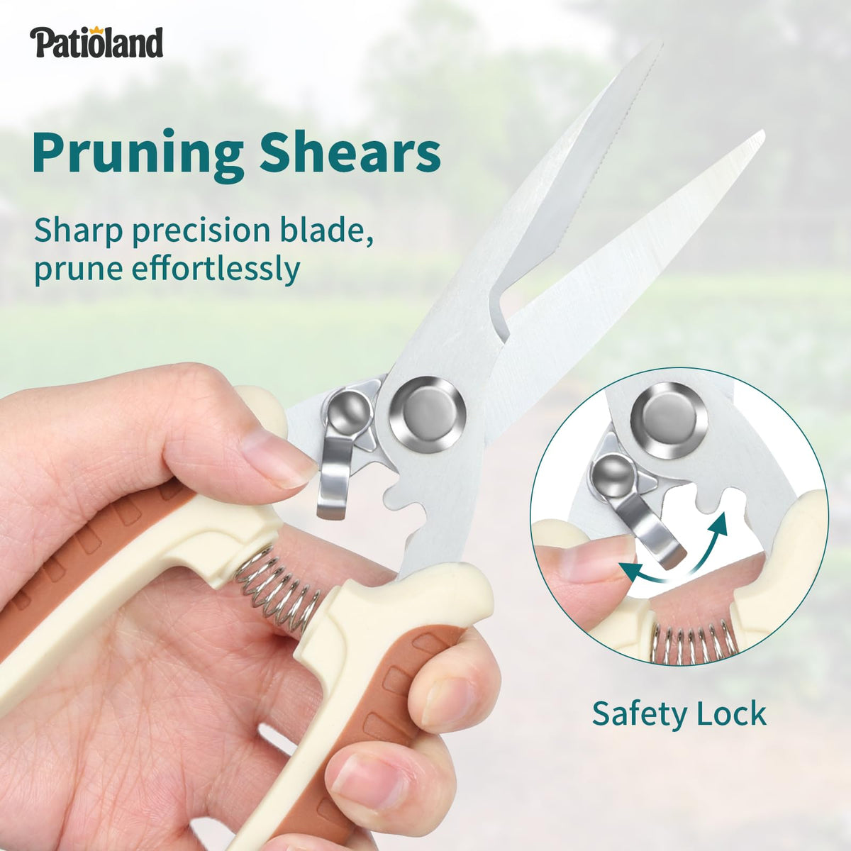 Patioland Brown Garden Tool Set 4-Piece, Trowel, Fork, Pruning Shear&Gloves