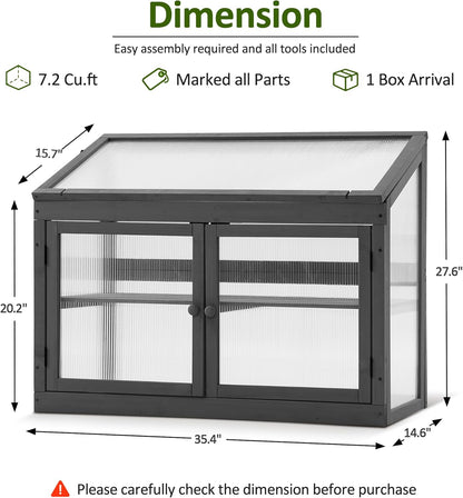 MCombo 2-Tier Wooden Cold Frame Garden Greenhouse Raised Flower Planter Shelf Bed Protection