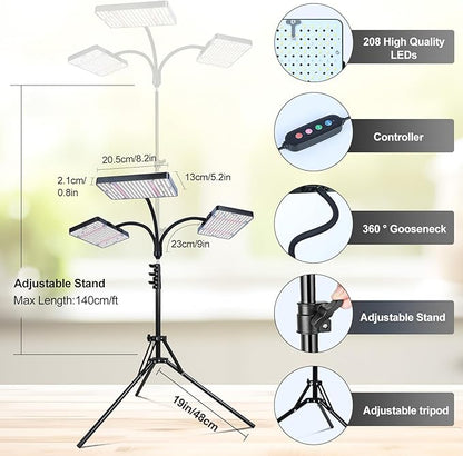 Grow Light with Stand, Orchbloom Grow Lights for Indoor Plants 75W, Natural Sunlight Full Spectrum