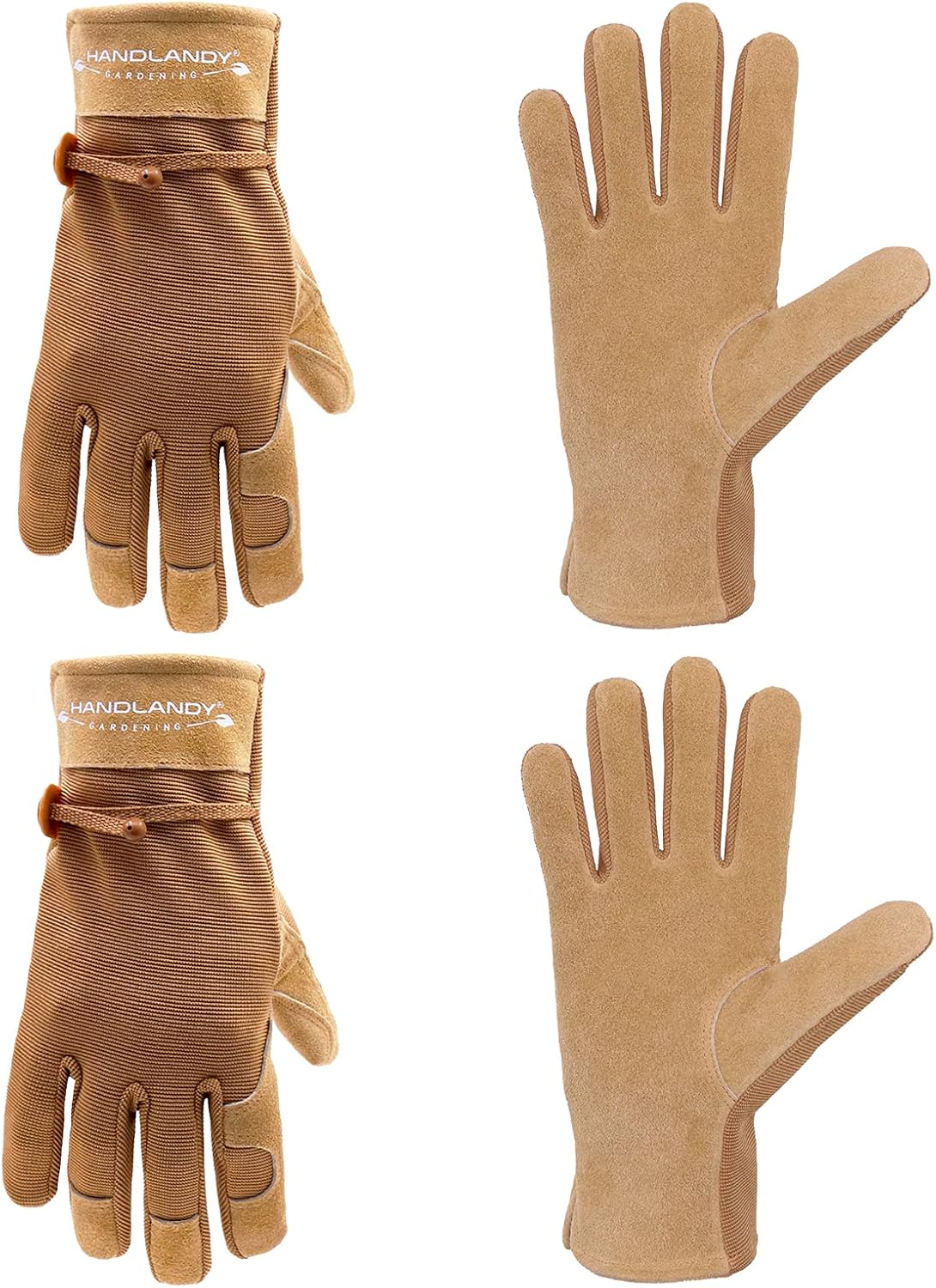 HLDD HANDLANDY Work Gloves for Women and Ladies, Leather Gardening Gloves Flexible Mechanic Working