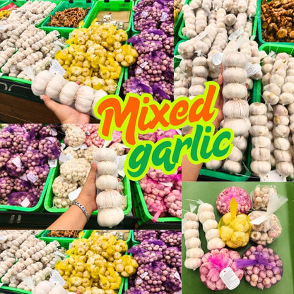1 Pound Garlic for Planting in Fall Mix Random Softneck Hardneck, 8-10 Assorted Garlic Bulbs for