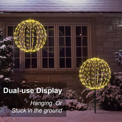 LIGHTSHARE 20IN 200LED Light Ball Yard Decoration Pathway Lights Sphere Light Fold Flat Metal Frame