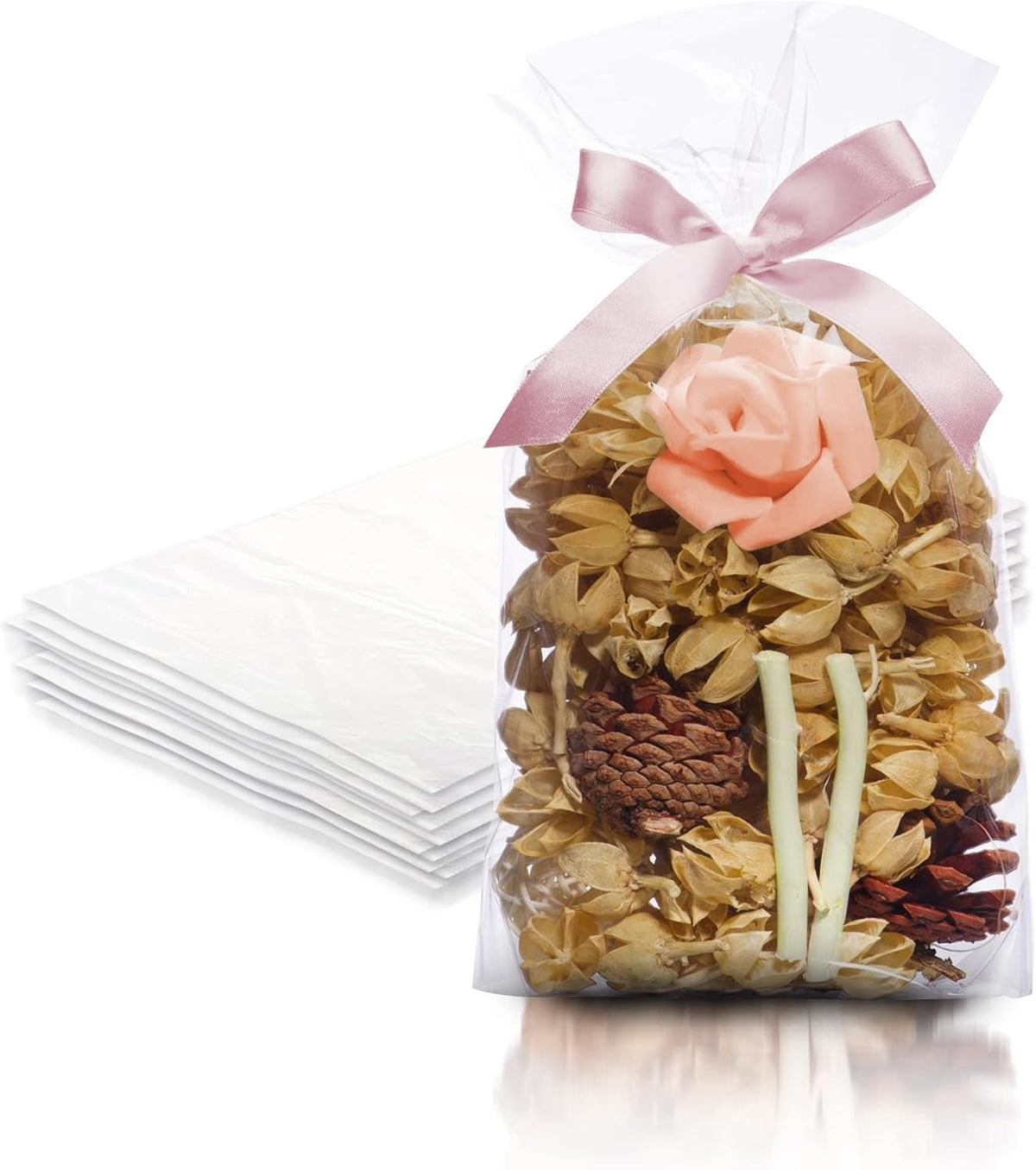 Gusseted Plastic Bags, 5 x 3 x 15 Inches. Pack of 1000 Clear Gusseted Poly Bags. 2 Mil Polyethylene