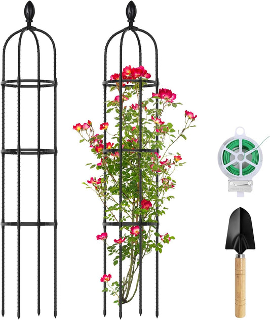 2 Pack 5Ft Tall Garden Obelisk Trellis for Climbing Plants Outdoor, Plant Trellis Garden Tower