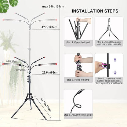 Grow Light with Stand and Timer 4,8,12 Hr, 36 Watt Standing Tall Plant Light for Bonsai Tree, Seed