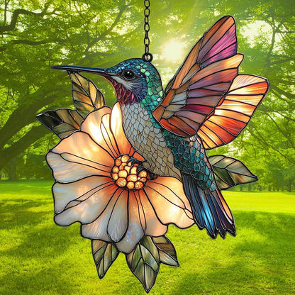 Hummingbird Mosaic Style Acrylic Suncatcher Stained Glass Effect Window Car Hanging Christmas