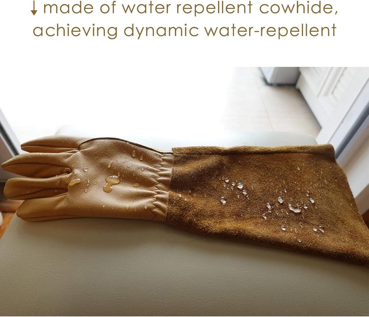 Long Gardening Gloves for Women/Men-Thorn Proof Rose Pruning Gloves,Water Repellent Leather work