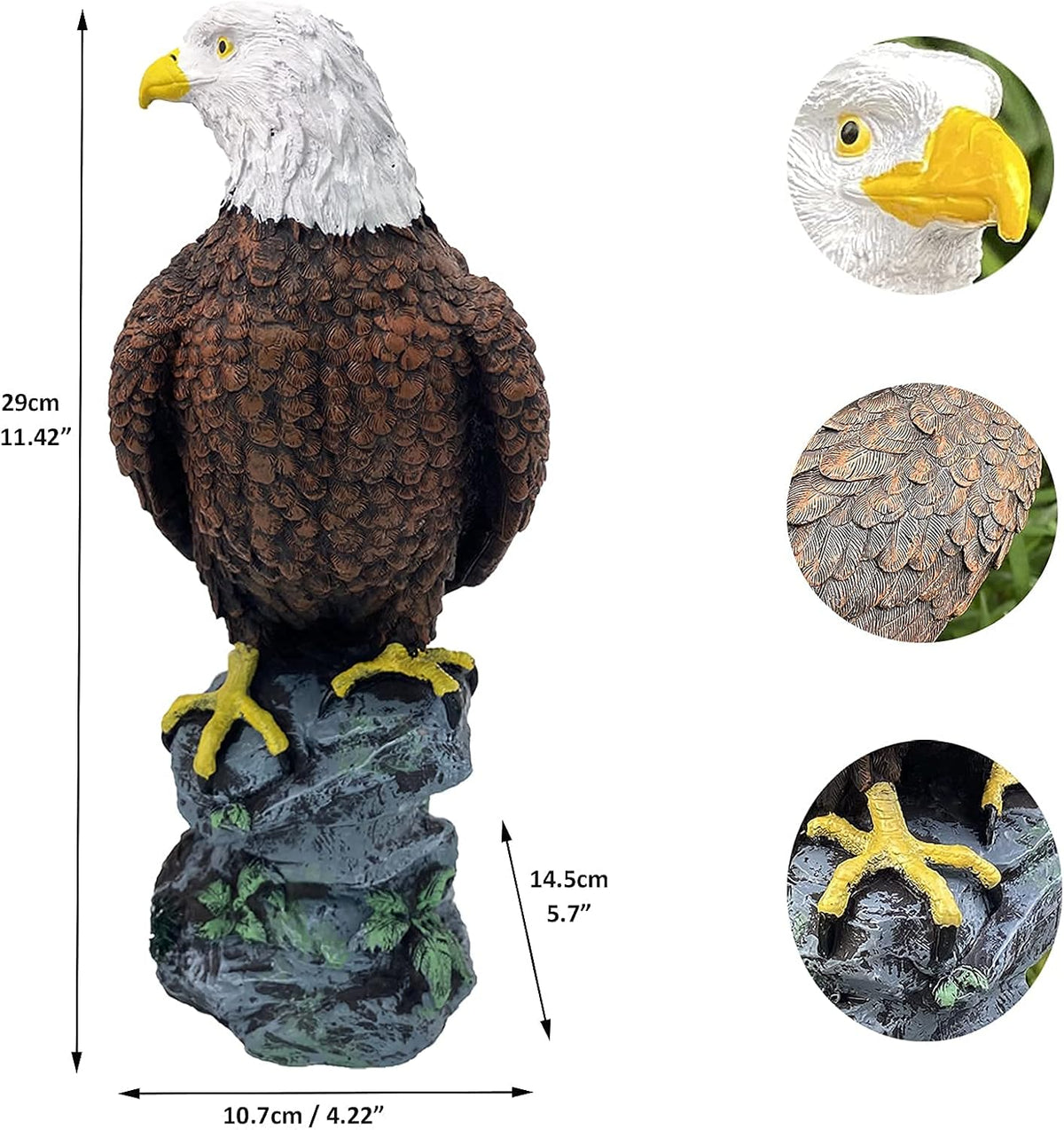 Garden Decor Sculptures Statues Outdoor, Stunning Bald Eagle Stand on Stone Christmas Animal