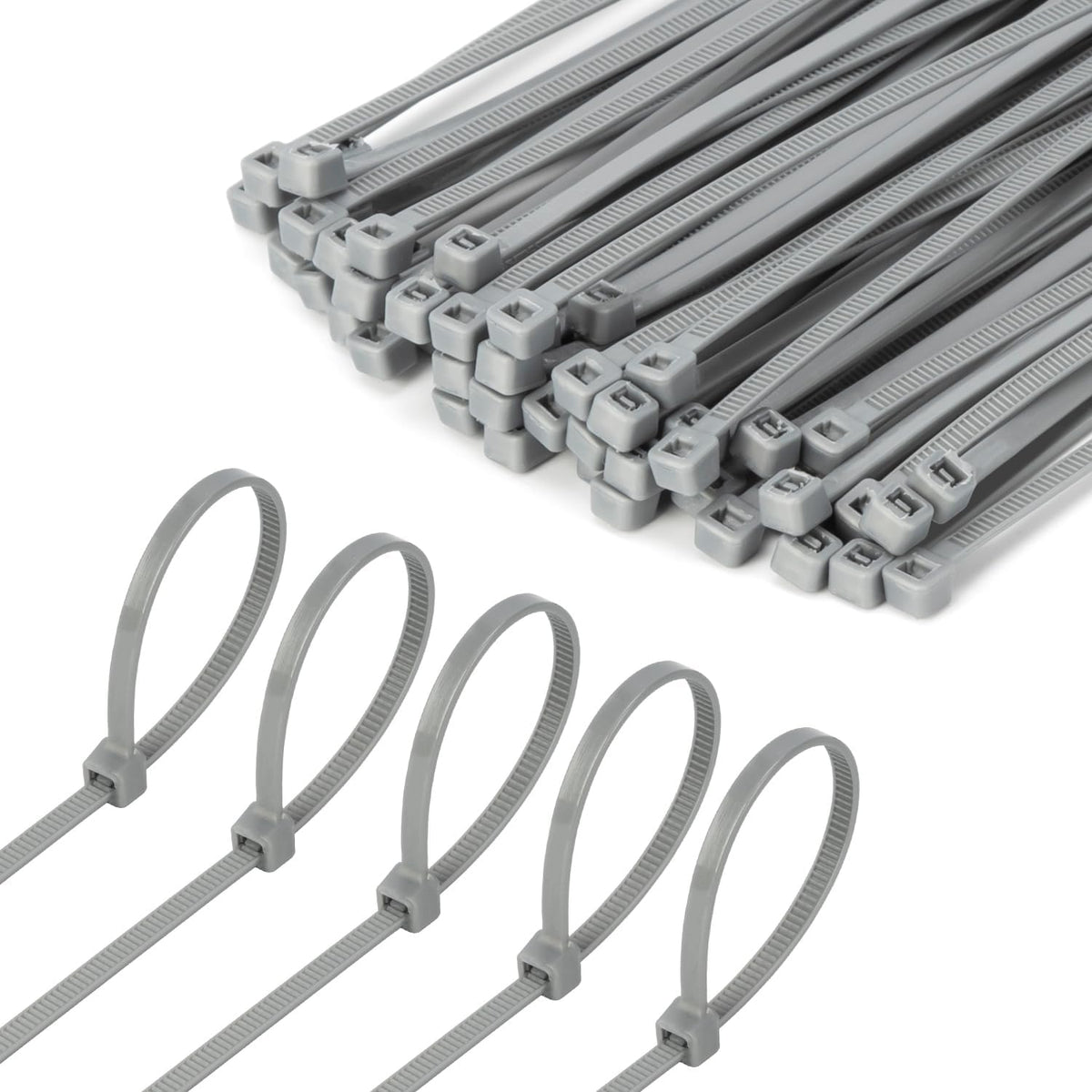 8 Inch Silver Zip Tie 1000 PCS, 40 Lbs - Small to Medium Zip Tie, Nylon PA66 UV Resistant Cable Tie