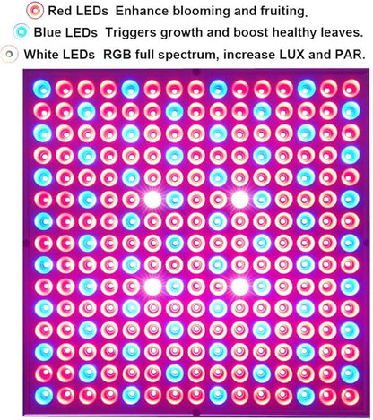 LED Grow Light 225 LEDs Plant Lights Red Blue White Panel Growing Lamps for Indoor Plants Seedling